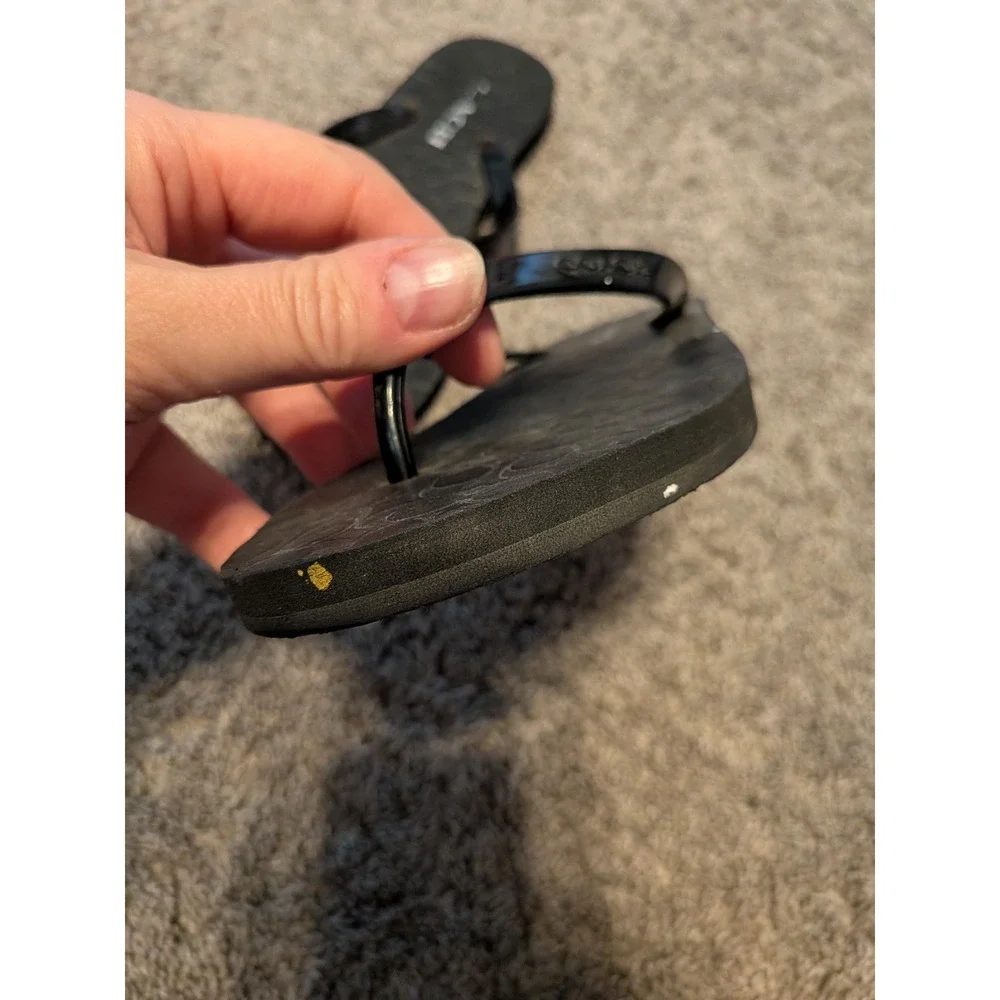 Coach Abigail Black Signature Monogram Flip Flop Sandals Turnlock Logo 7-8